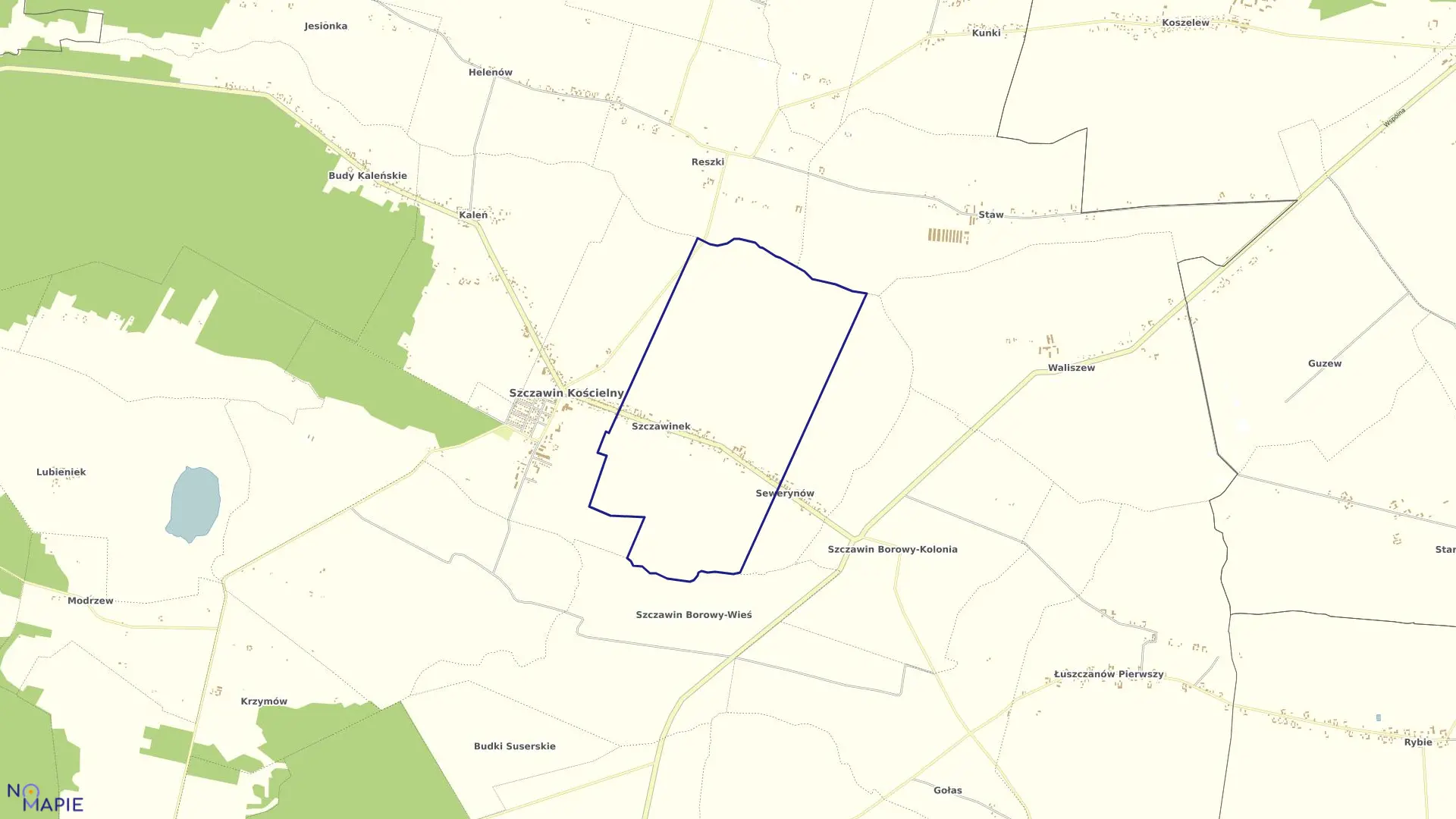 Mapa obrębu SZCZAWINEK w gminie Szczawin Kościelny